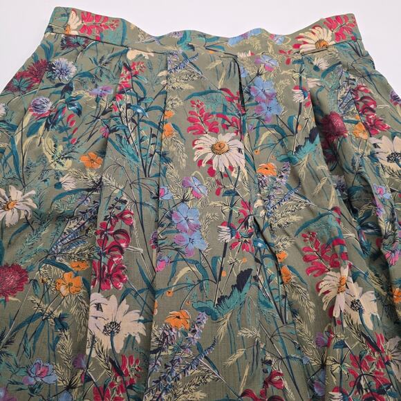 Vintage Geiger Pleated Floral Skirt Light-Weight Wool UK 42 US 12 - Picture 7 of 11